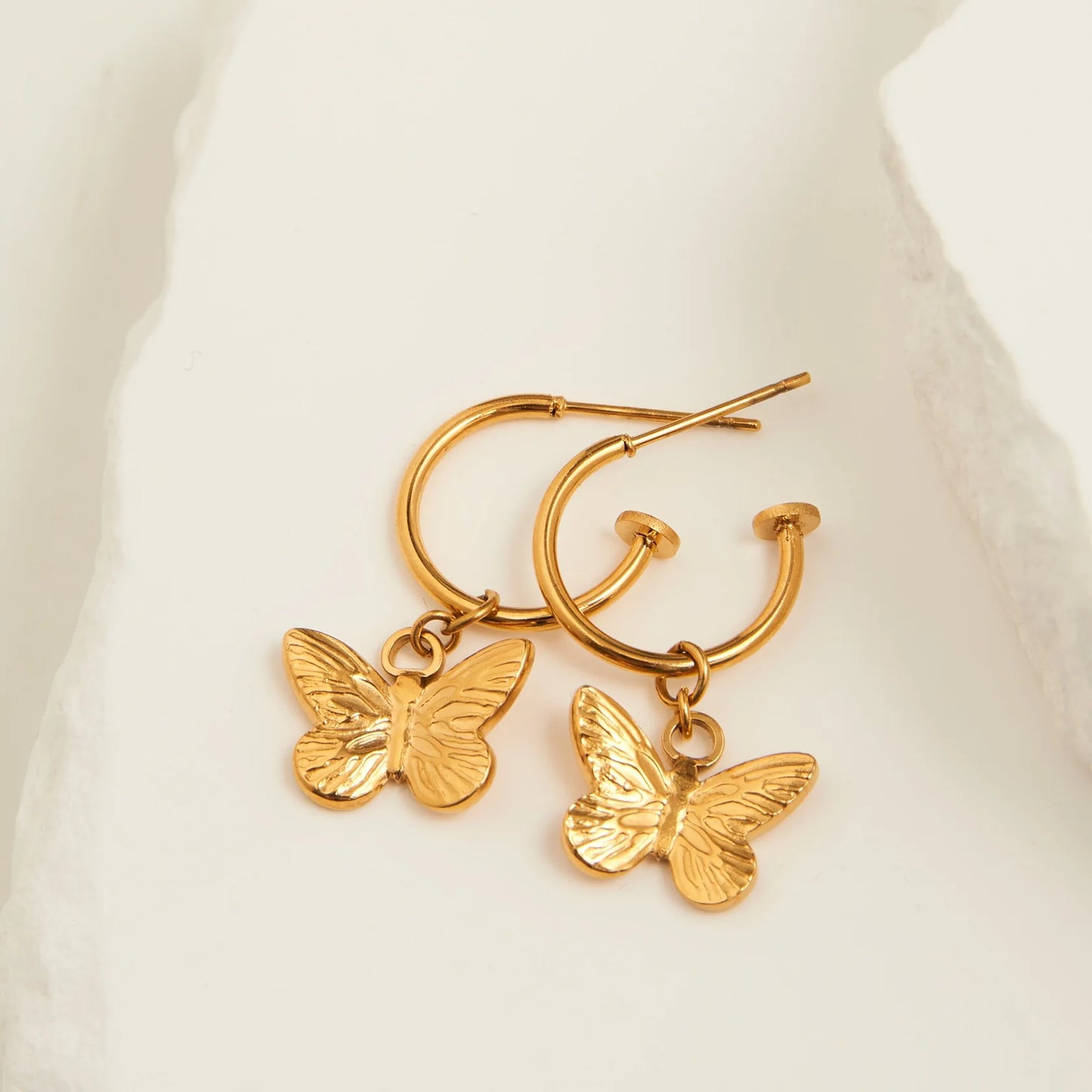 Butterfly Charm Gold Earrings