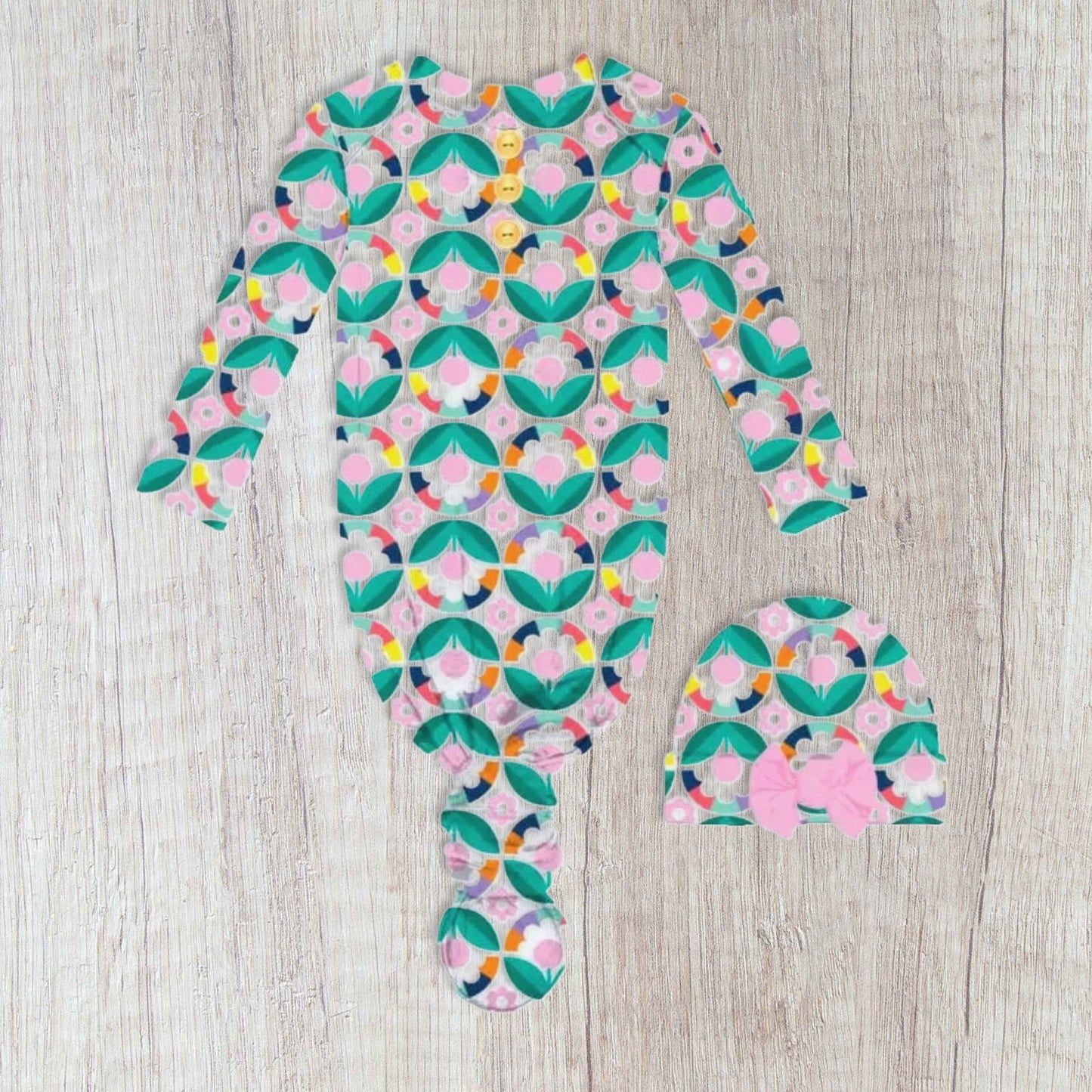 Newborn Bloom Baby Gown & Beanie Set