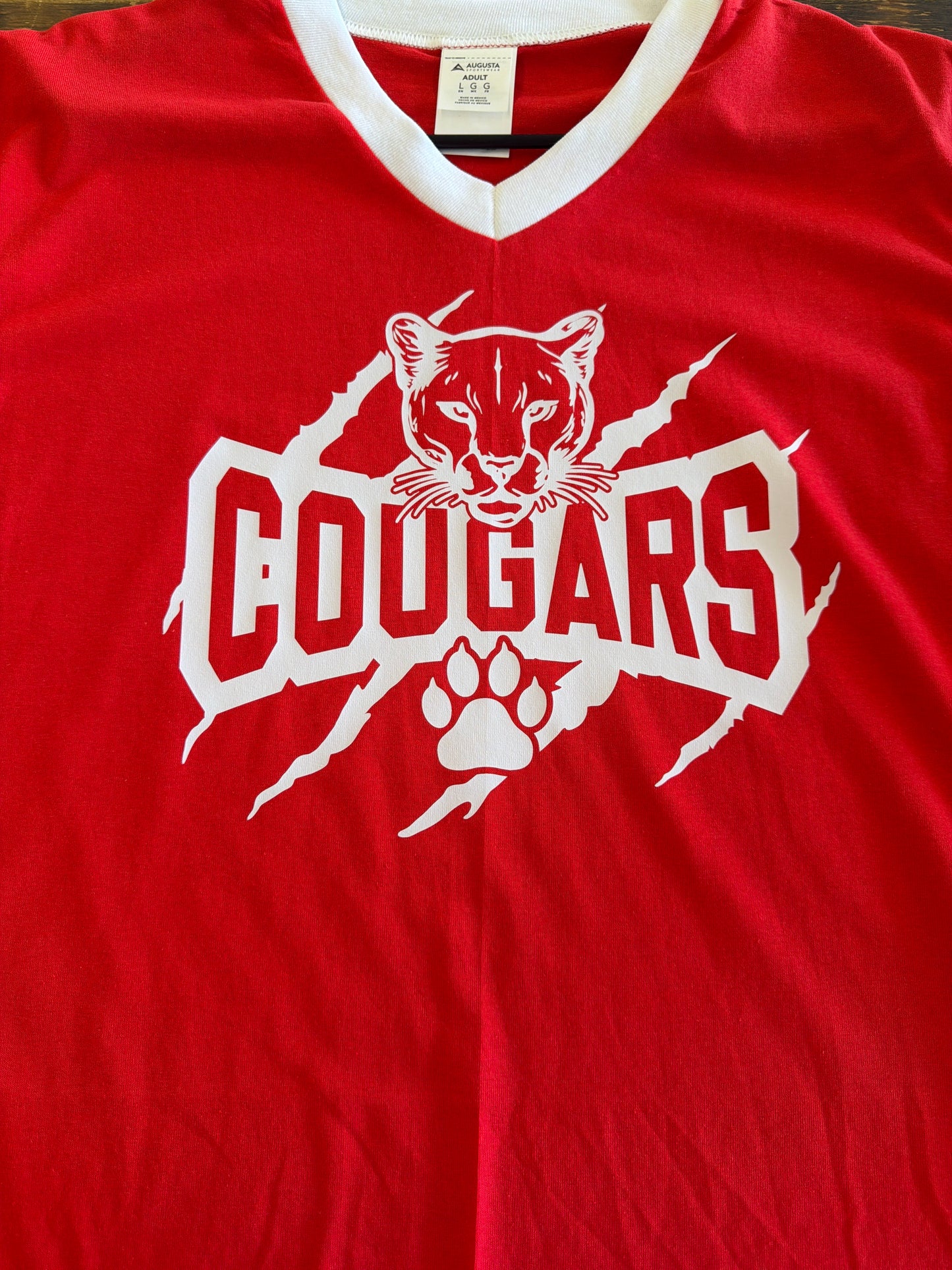Adult Red Cougar Scratch Jersey w/ White Trim