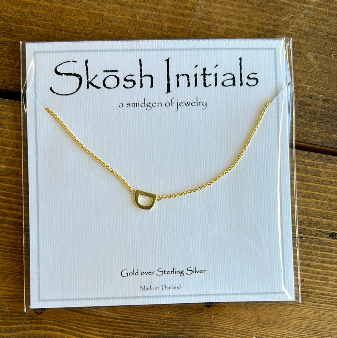 Skosh Sideways Initial Gold Necklaces