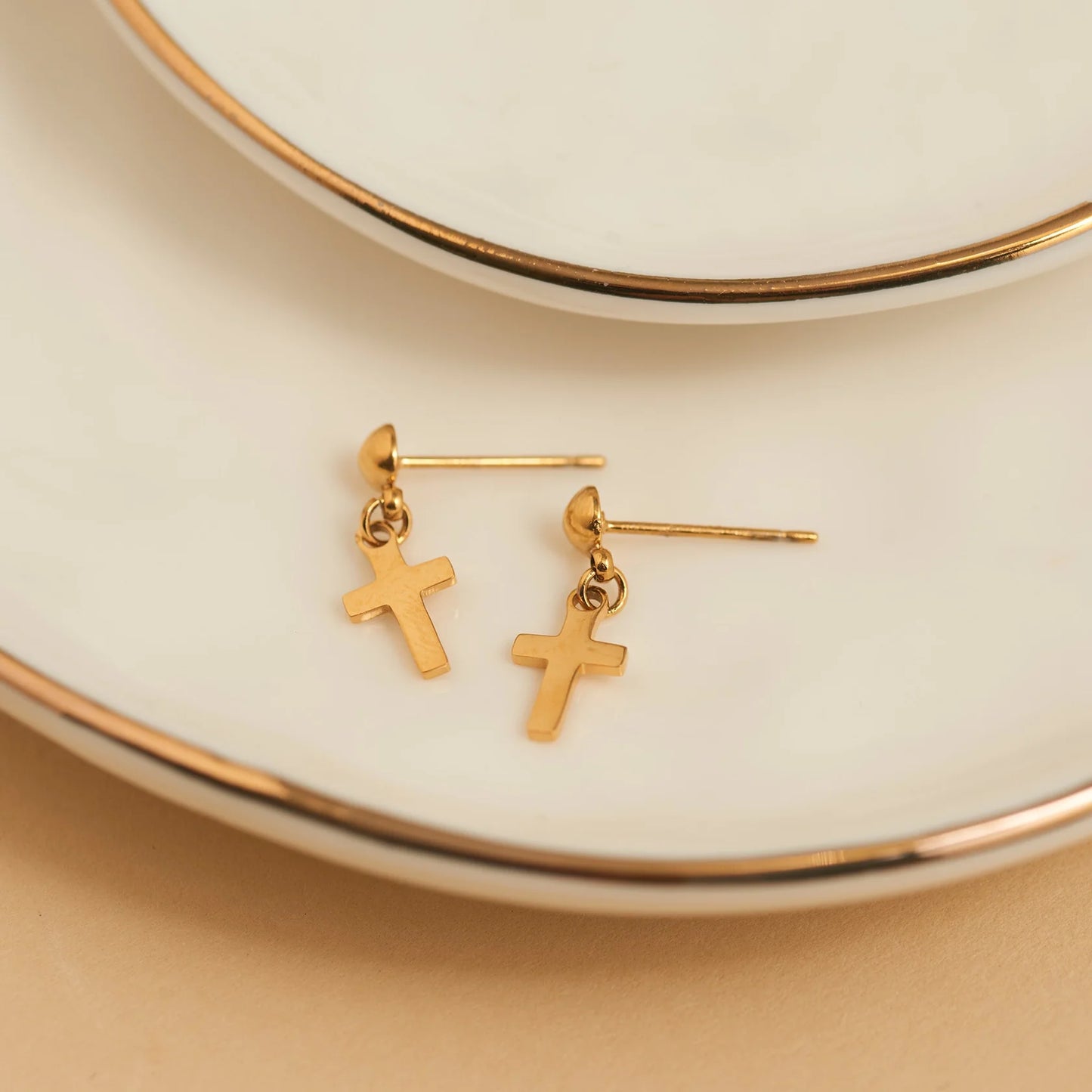 Dangle Cross Gold Earring