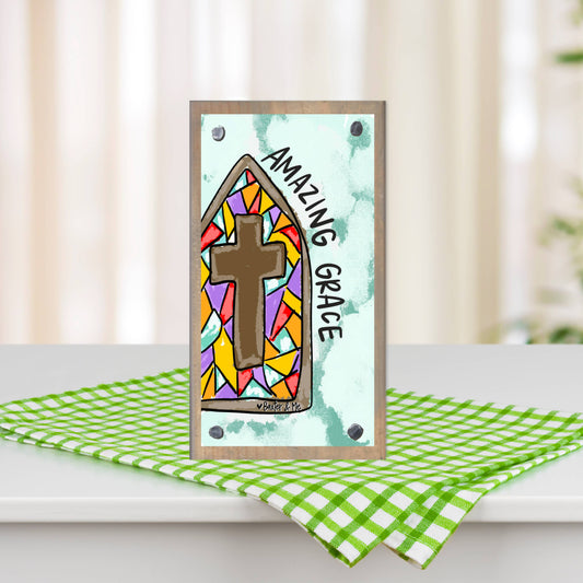 Amazing Grace Stained Glass Driftwood Happy Block
