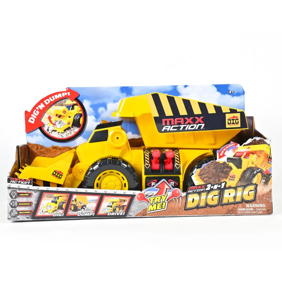 Maxx Action 2-N-1 Dig Rig 18" Dump Truck Play Vehicle