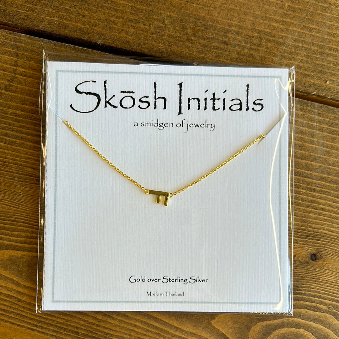 Skosh Sideways Initial Gold Necklaces