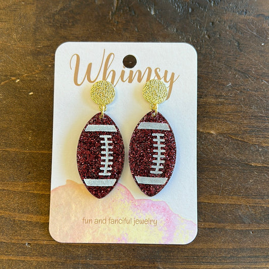 Sparkly Maroon & Gold Football