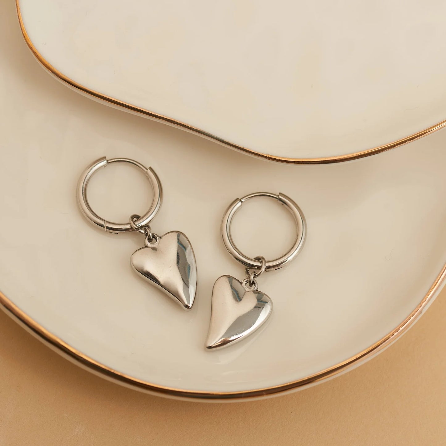 Heart Charm Silver Hoop