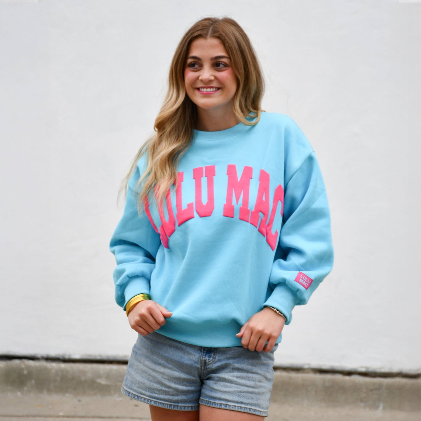 Lulu Mac Sweatshirt - Blue/Hot Pink Puff