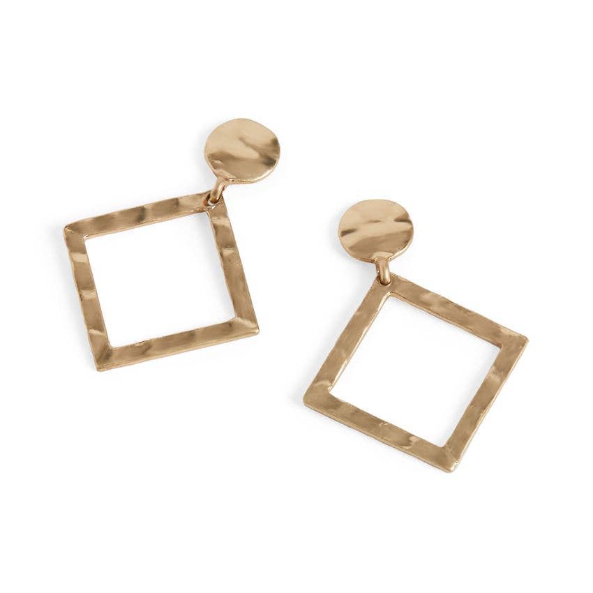 Diamond w/ Post Earrings - Gold: Gold
