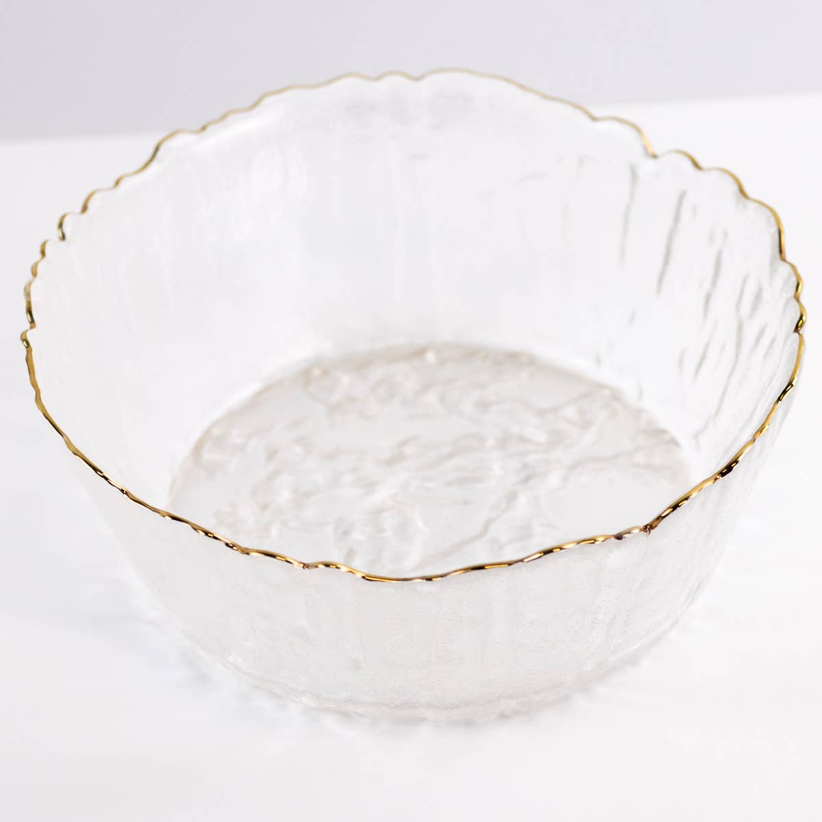Marguerite Glass Serving Bowl - Clear + Gold