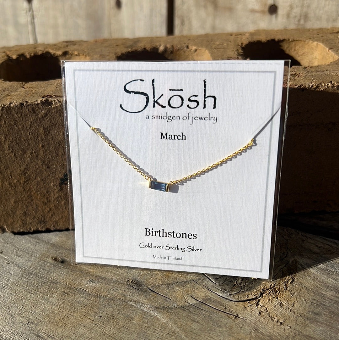 Gold Baguette Birthstone Necklace