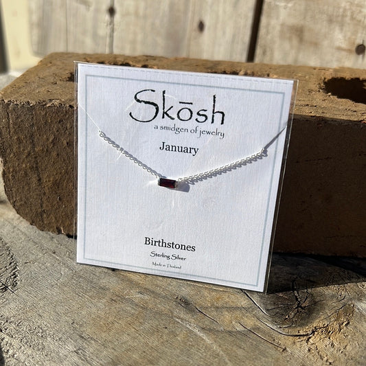 Silver Baguette Birthstone Necklace