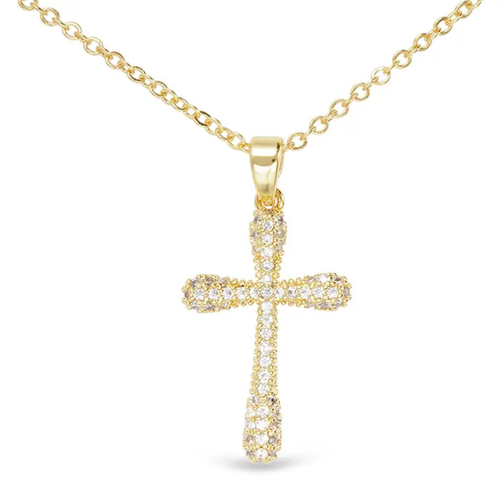 Gold Droplet Cross Necklace