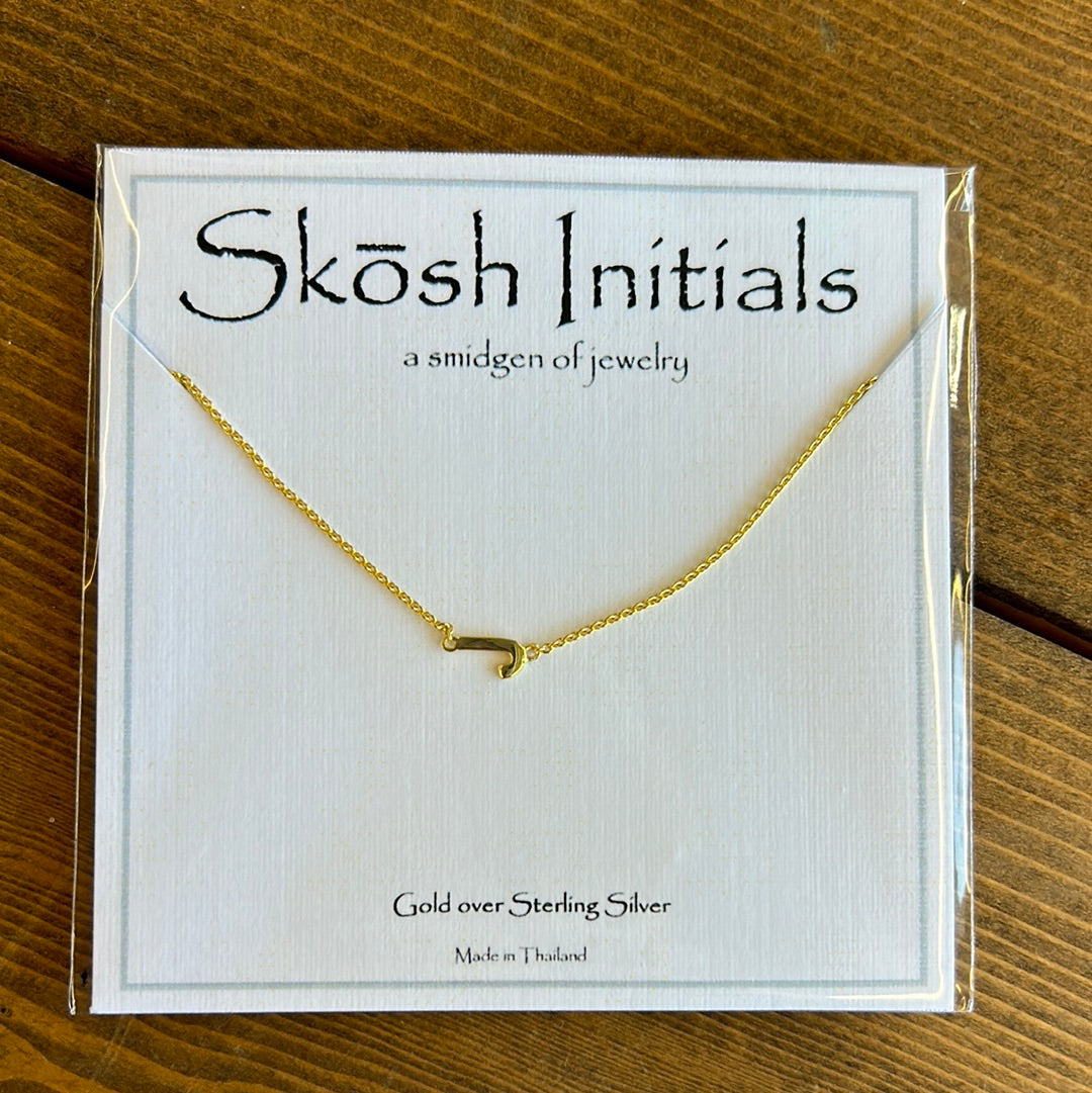 Skosh Sideways Initial Gold Necklaces