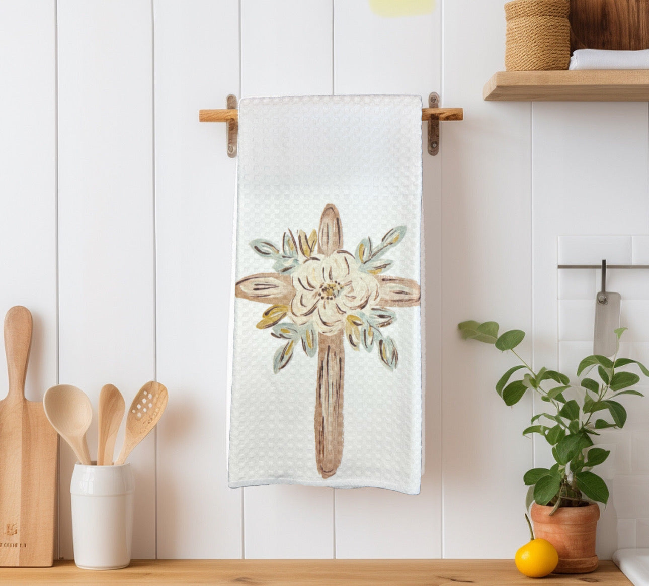 Magnolia Cross Tea Towel