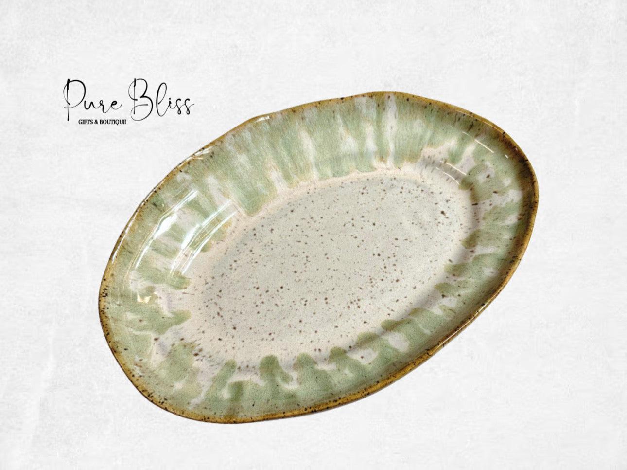 Small Oval Platter Pottery Matcha Latte