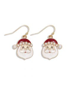 Santa Heads W/ Pearl Hat Earrings