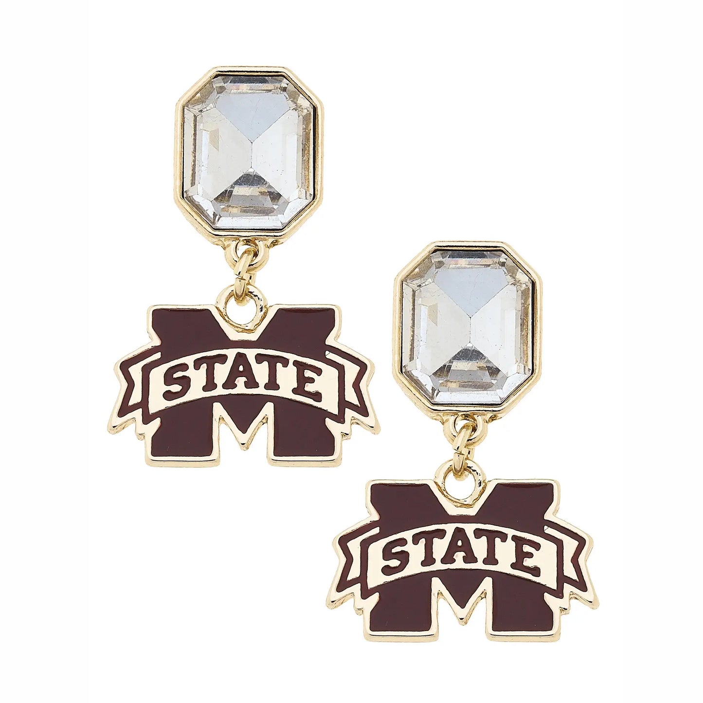 Mississippi State Bulldogs Rhinestone Enamel Logo Earrings