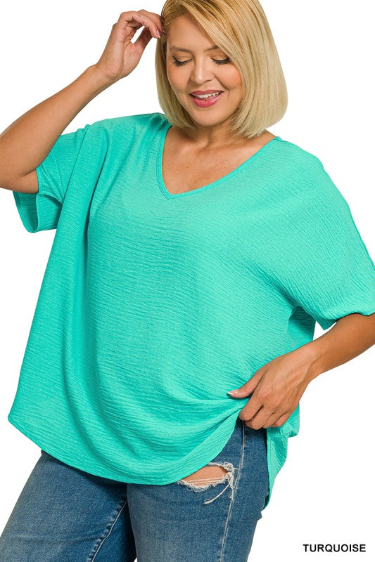 Airflow V-Neck Top - Turquoise +