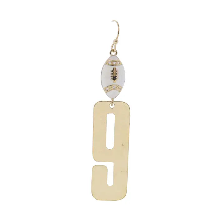 Number 9 Football Earring
