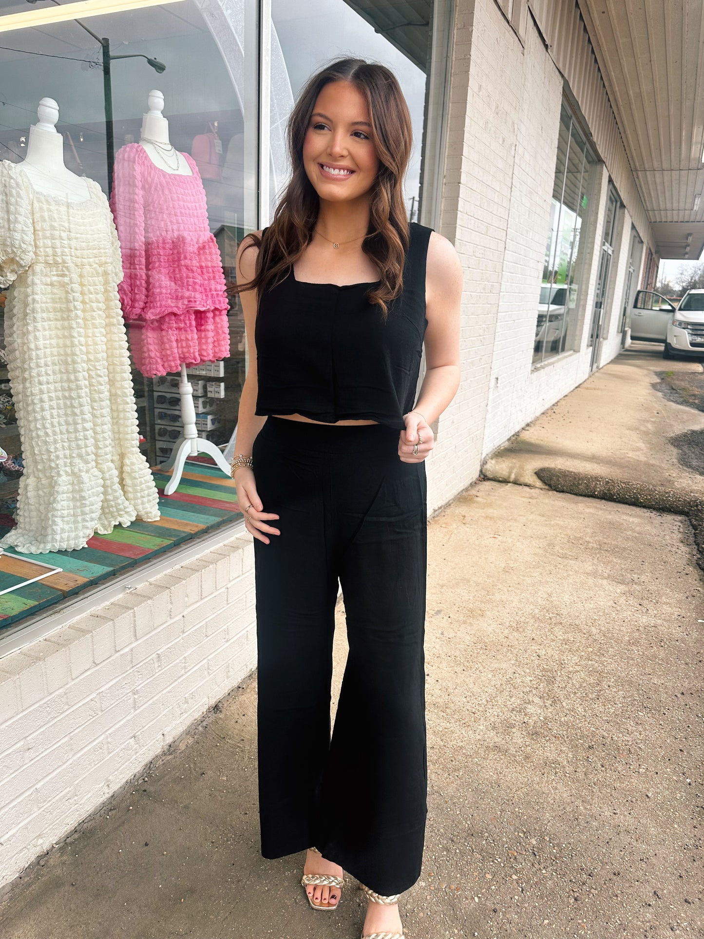 Two Piece Square Neck Sleeveless Set