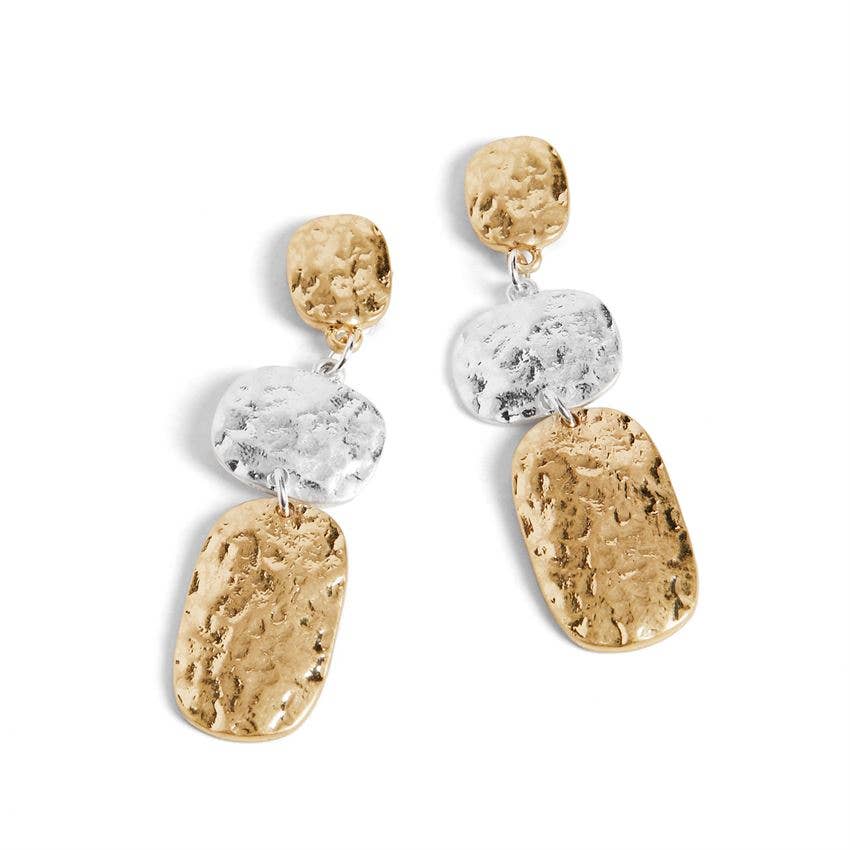 Tri Shape Dangle - Mixed Metal Earrings: Mixed