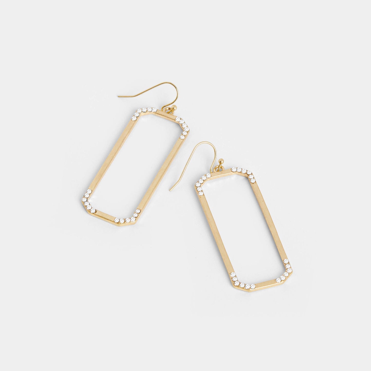 Dainty Rectangle Dangles Earrings - Gold