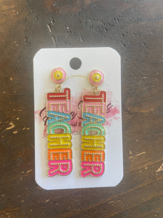 Tye Dye Teacher Earrings
