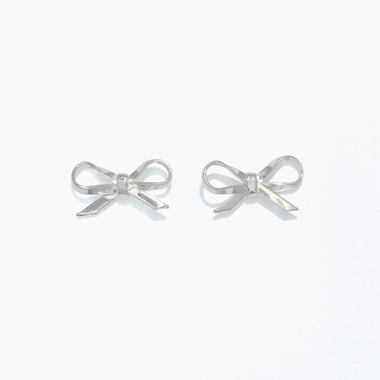 Bright Silver Bow Earrings