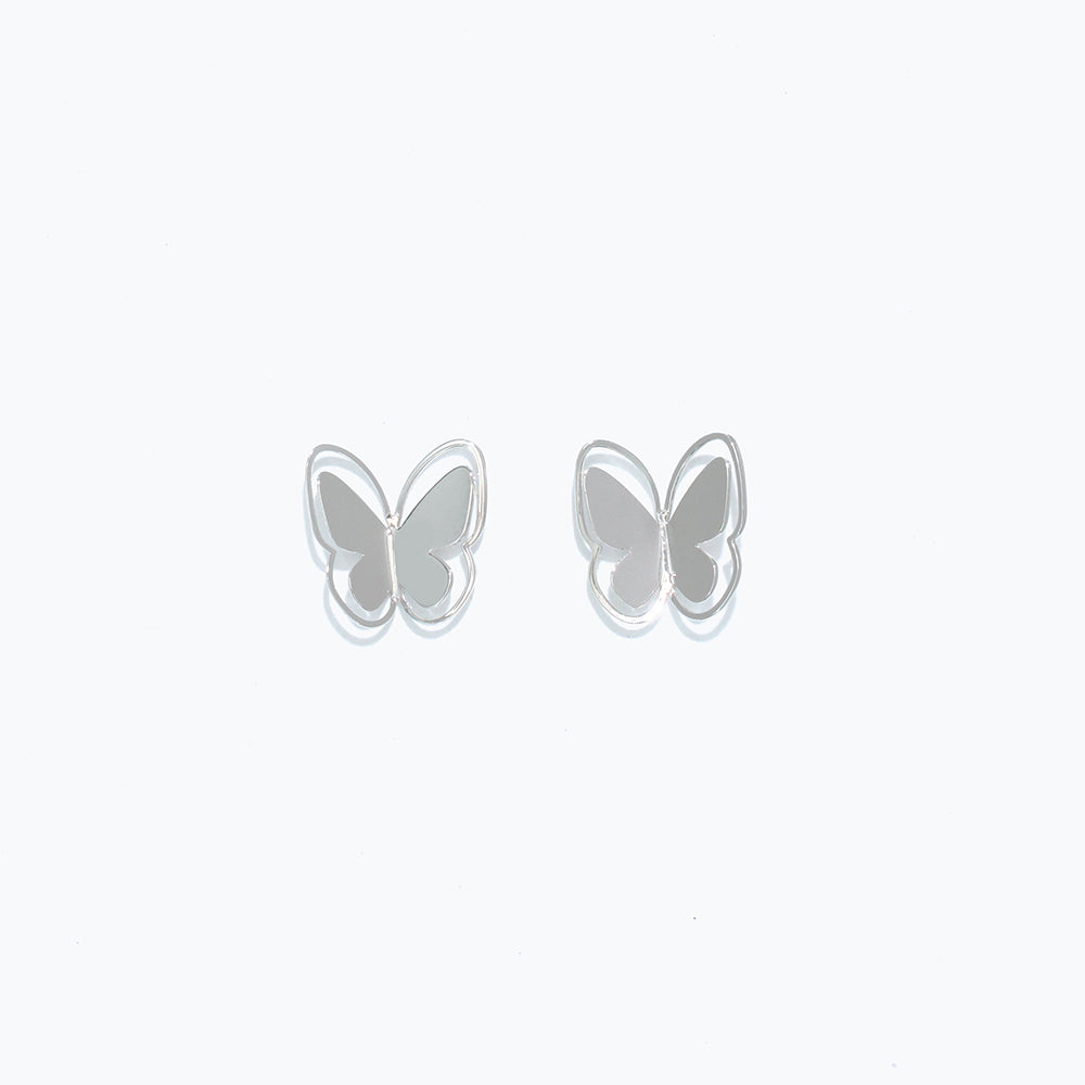 Cutout Silver Butterfly Earrings