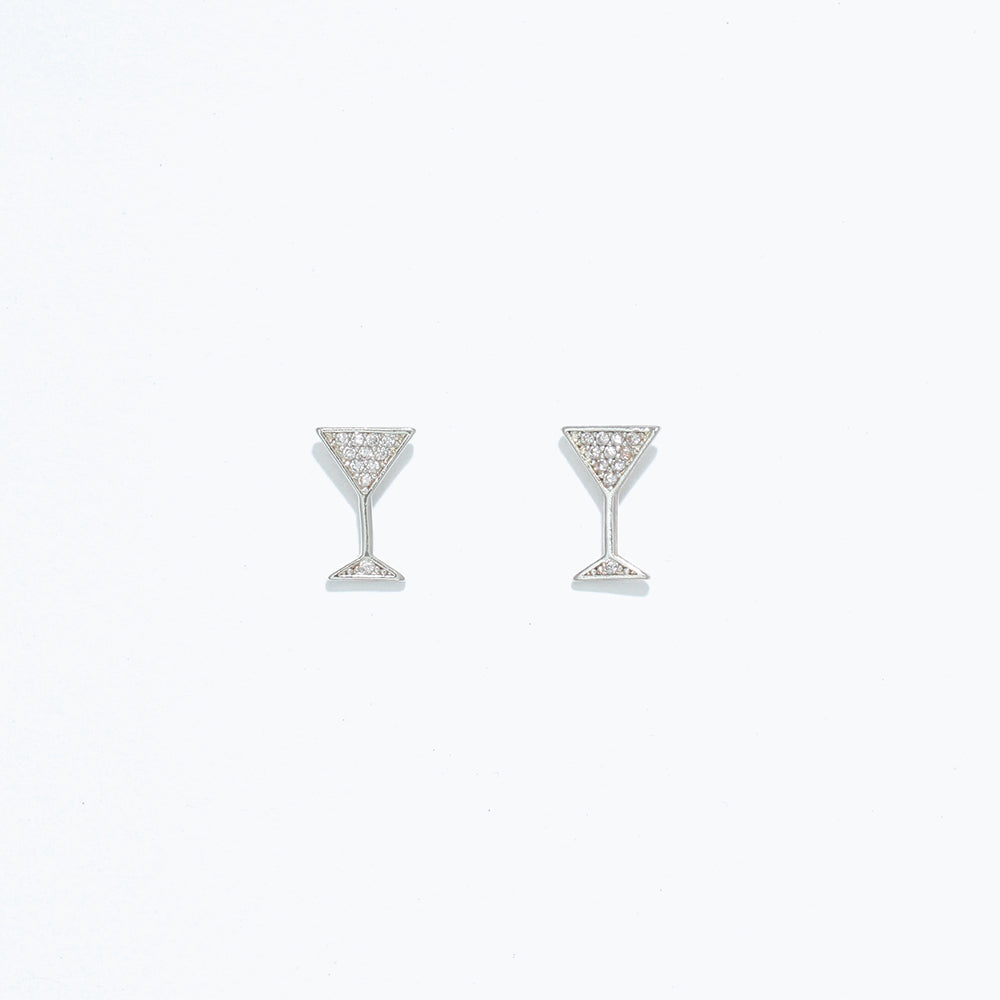 Silver Cocktail with Crystals Earrings