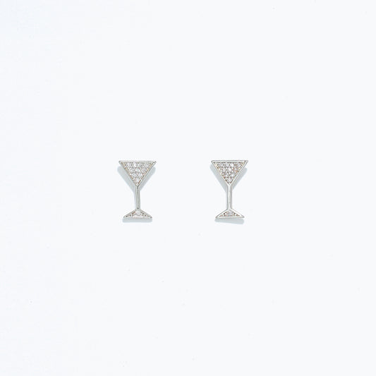 Silver Cocktail with Crystals Earrings