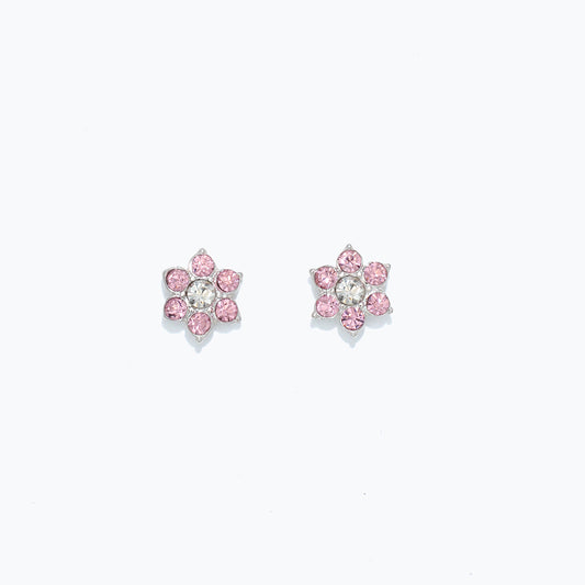Pink Crystal Flower Earrings