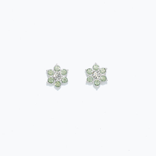 Mint Crystal Flowers Earrings