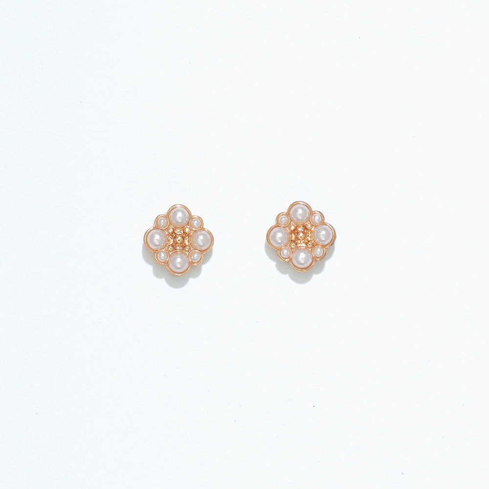 Gold Squares with Pearls Earrings