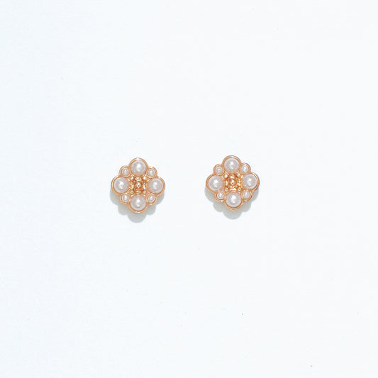 Gold Squares with Pearls Earrings