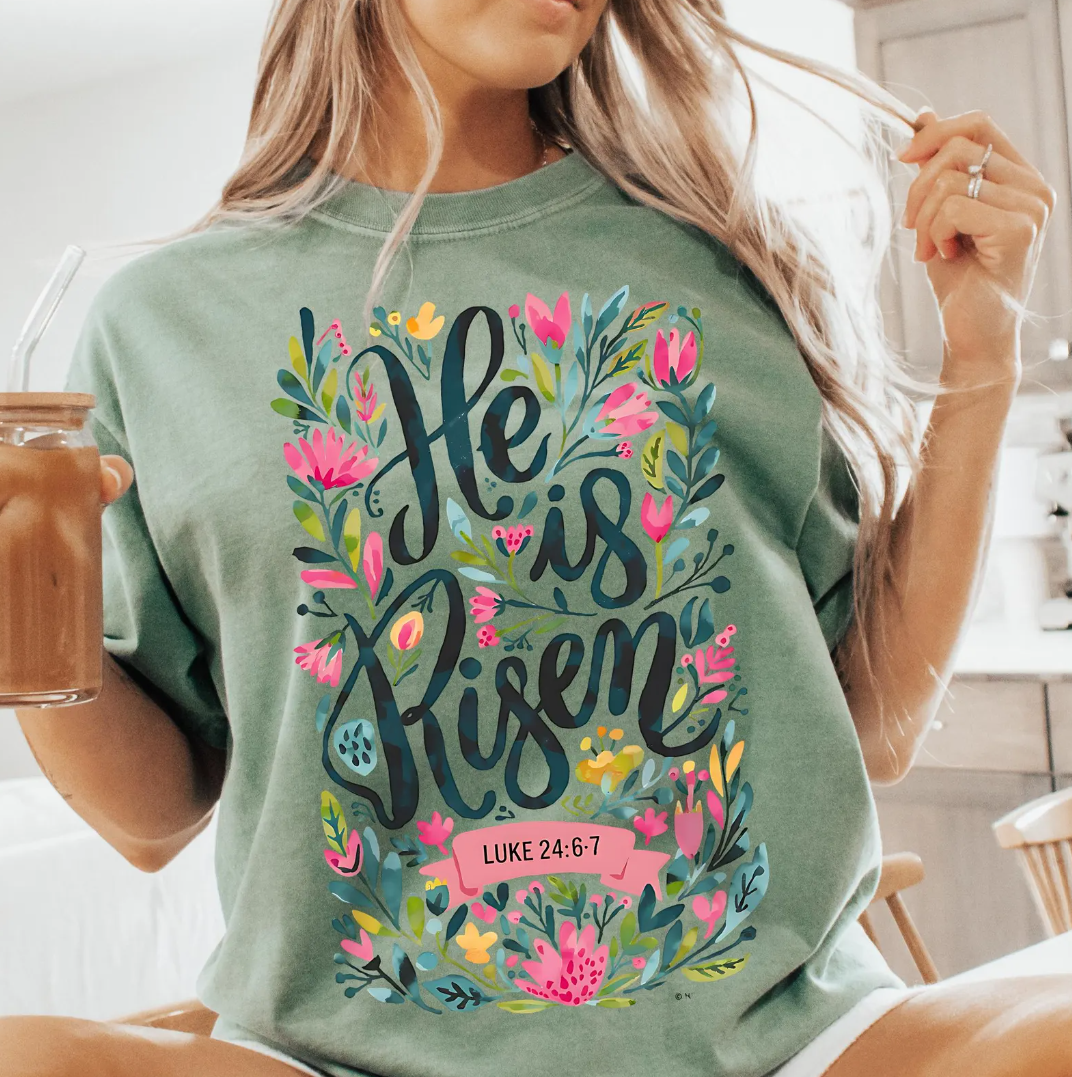 He Is Risen Luke 24:6-7 Ivory Tee