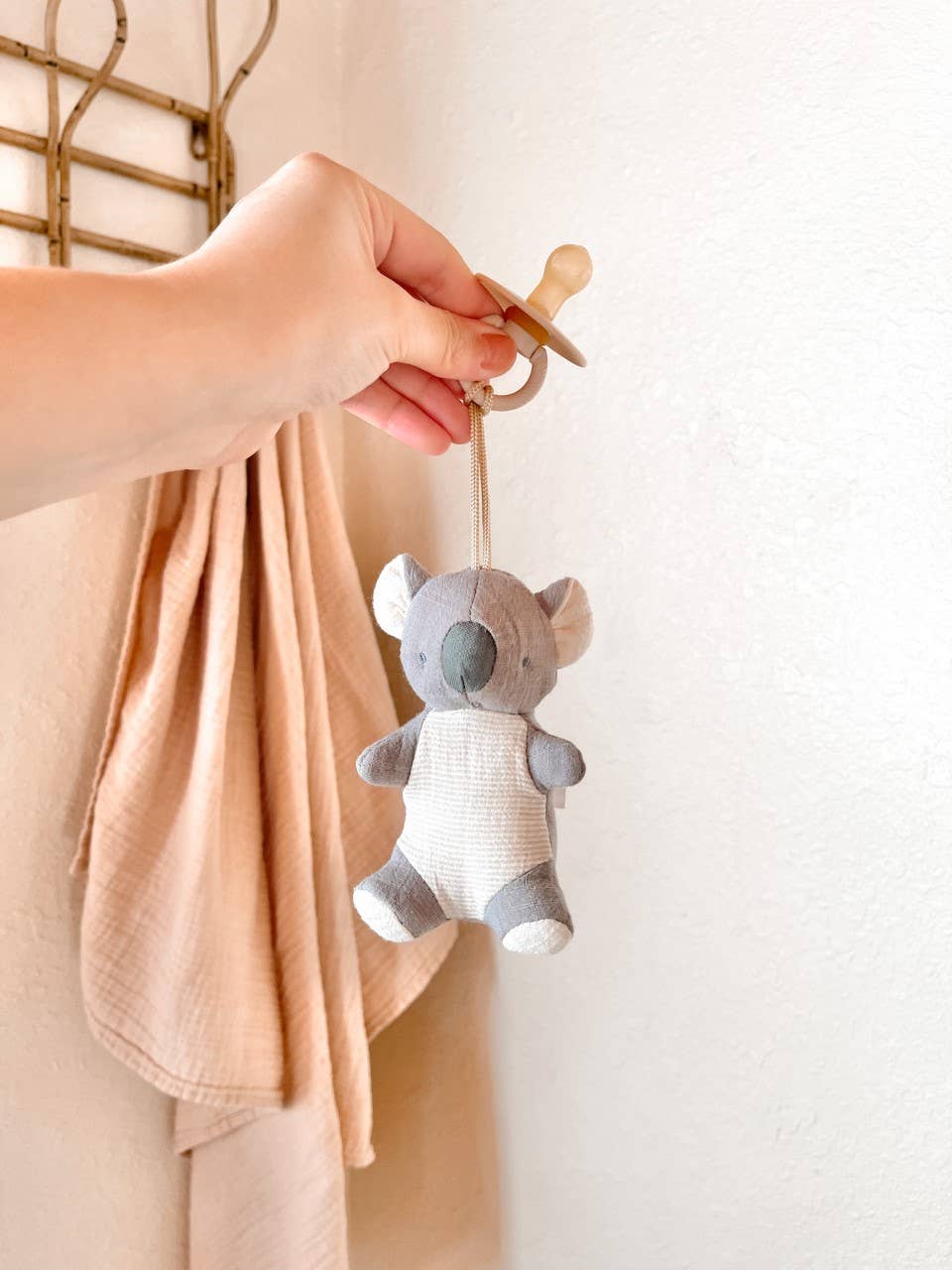 Bitzy Pal Natural Rubber Pacifier & Stuffed Animal: Cow