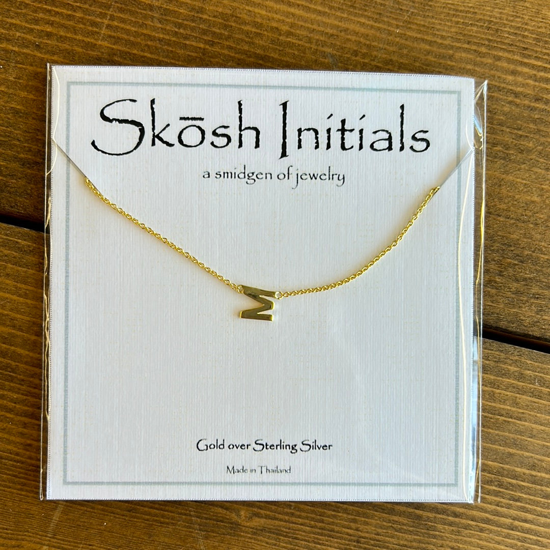 Skosh Sideways Initial Gold Necklaces