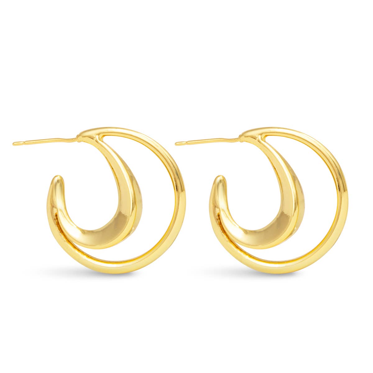 Summer Polished Double Hoop Gold