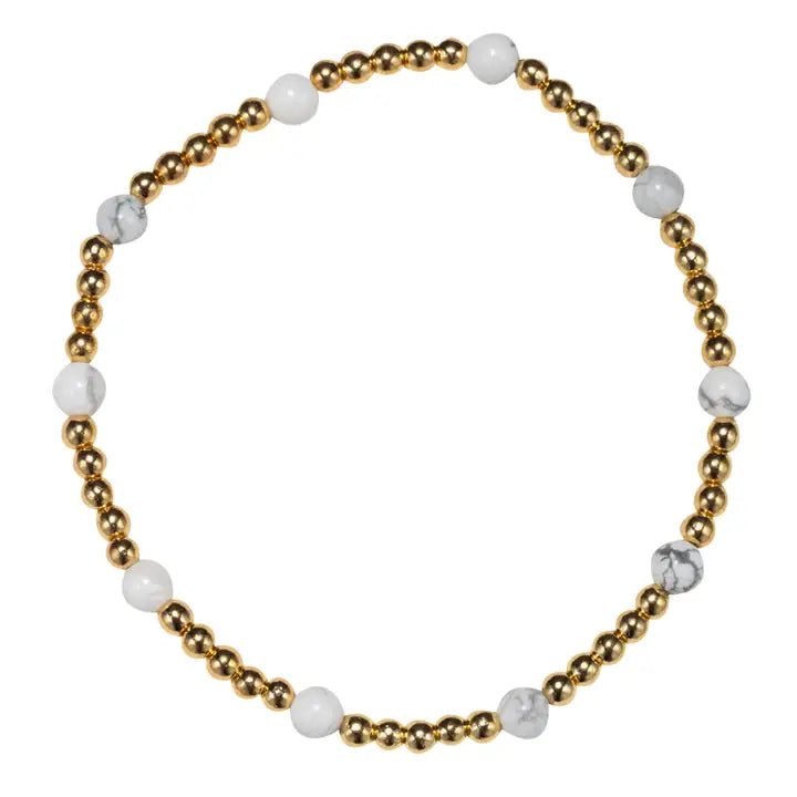 White Howlite Beaded Stretch Bracelet