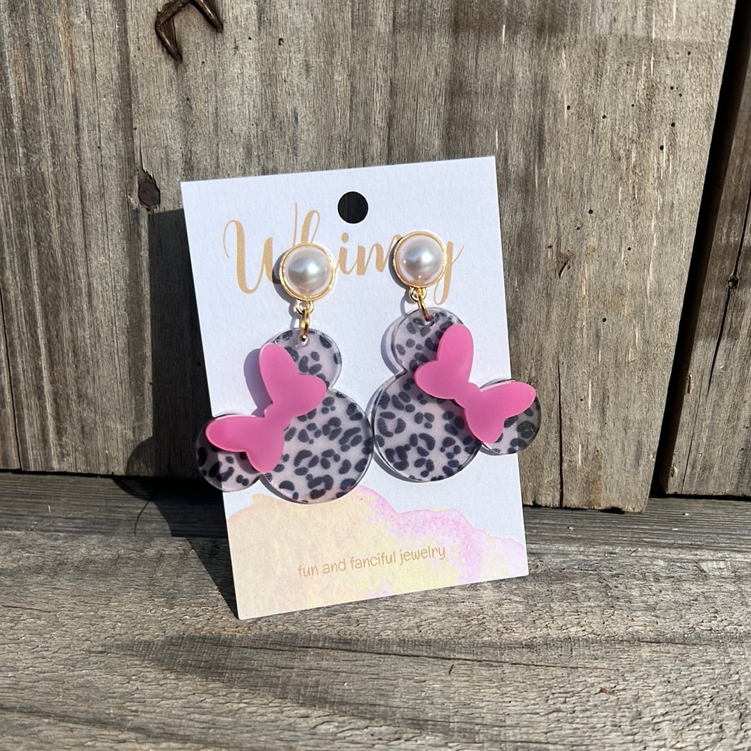 Animal Print Minni Mouse Earrings