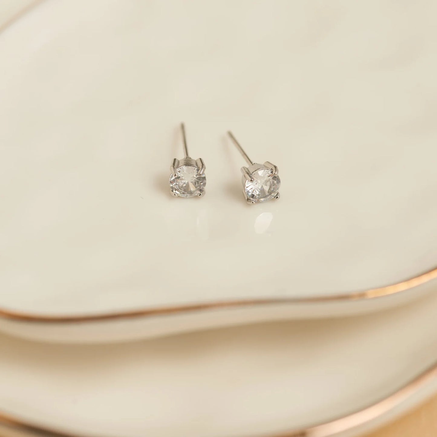 5MM Round Cubic Silver Stud