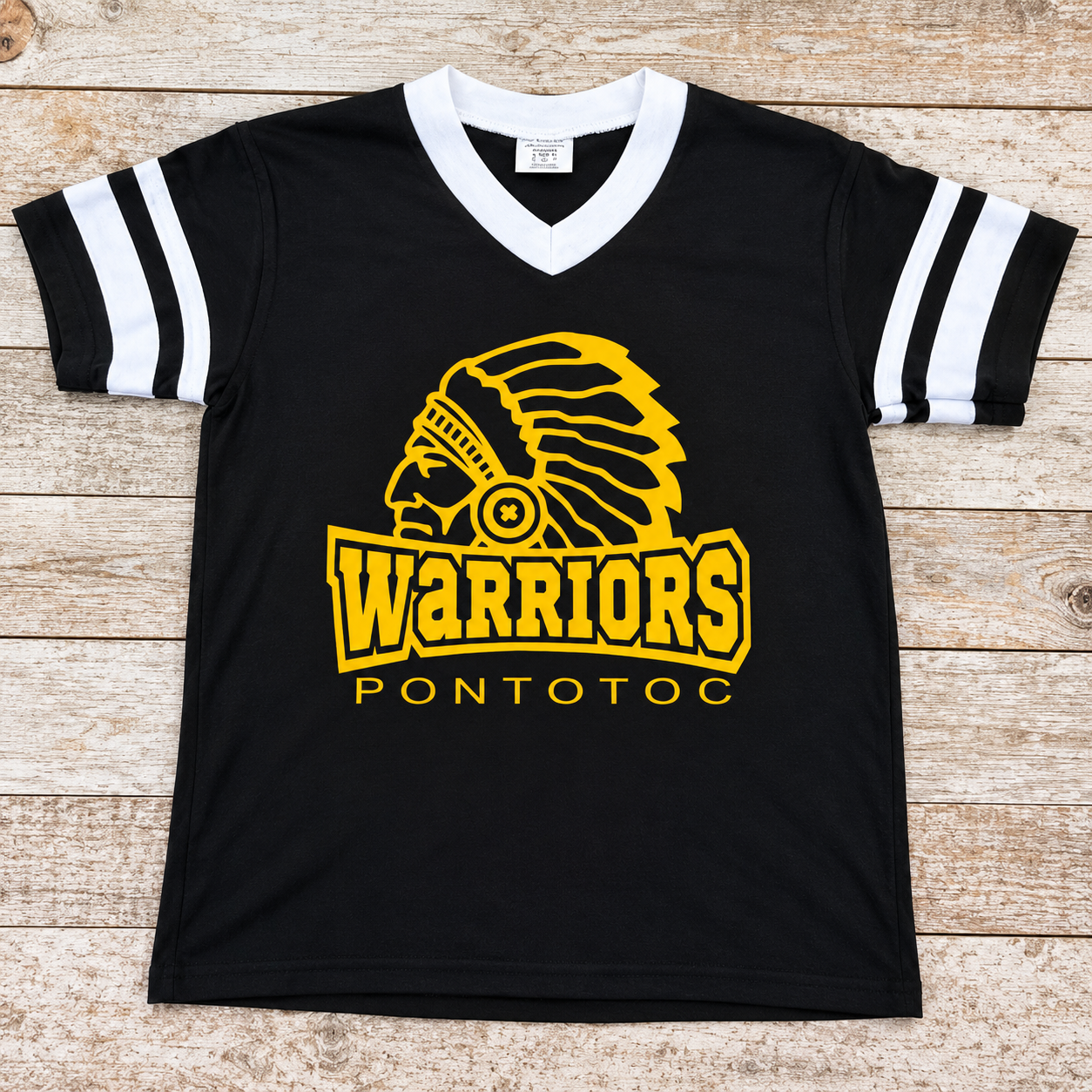 Youth Warrior Head Jersey Black W/ White Trim