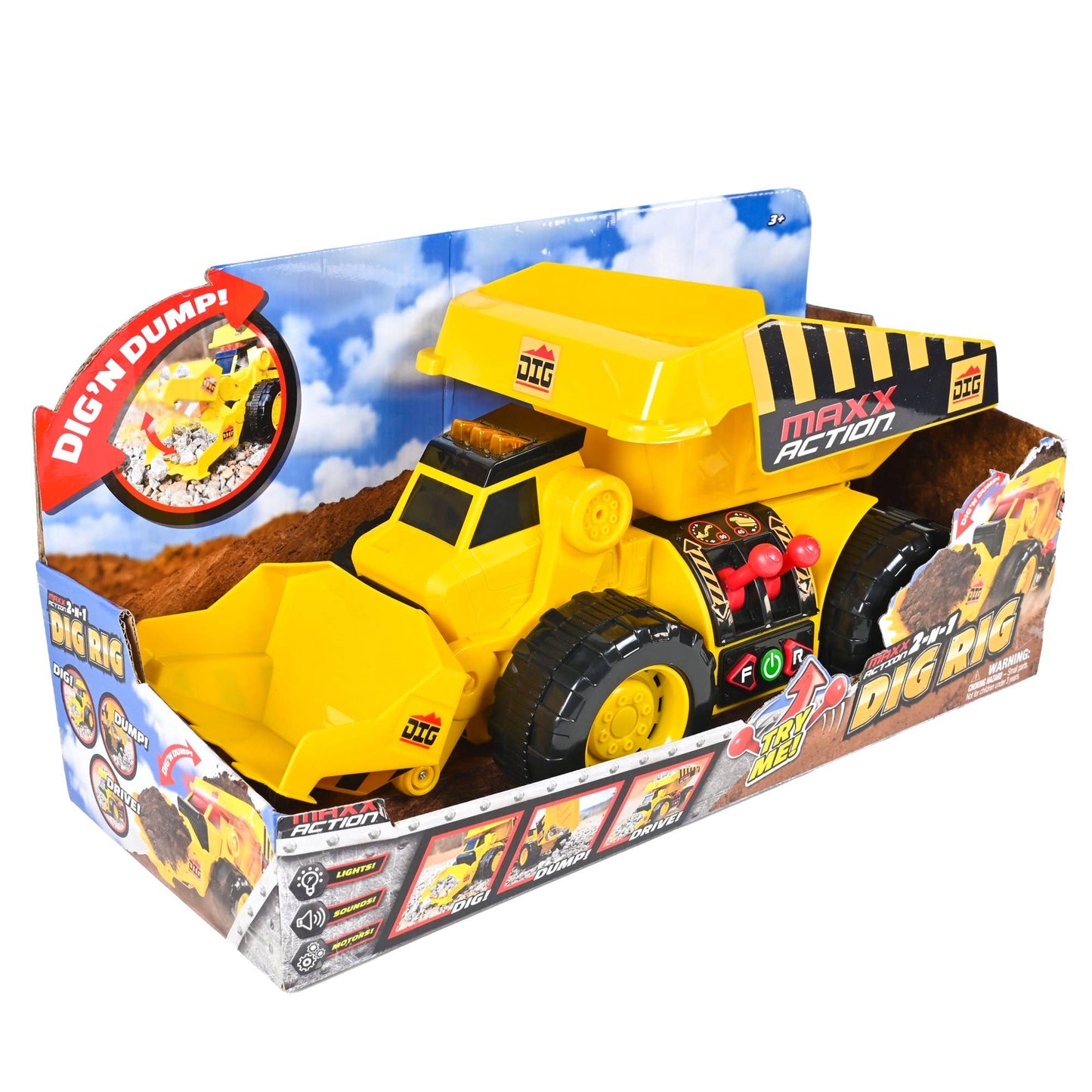 Maxx Action 2-N-1 Dig Rig 18" Dump Truck Play Vehicle