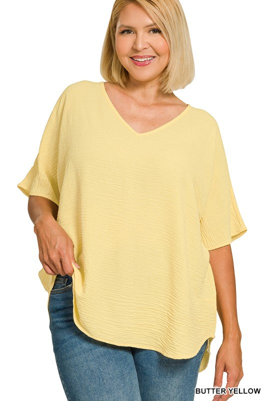 Airflow V-Neck Top - Butter Yellow +