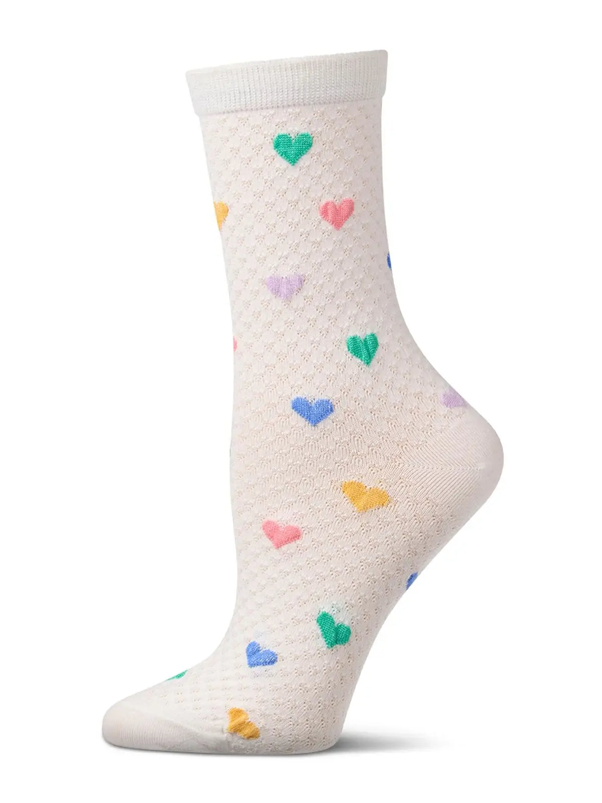 Colorful Hearts Popcorn Crew Socks