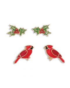 Cardinals + Holly Duo Earrings