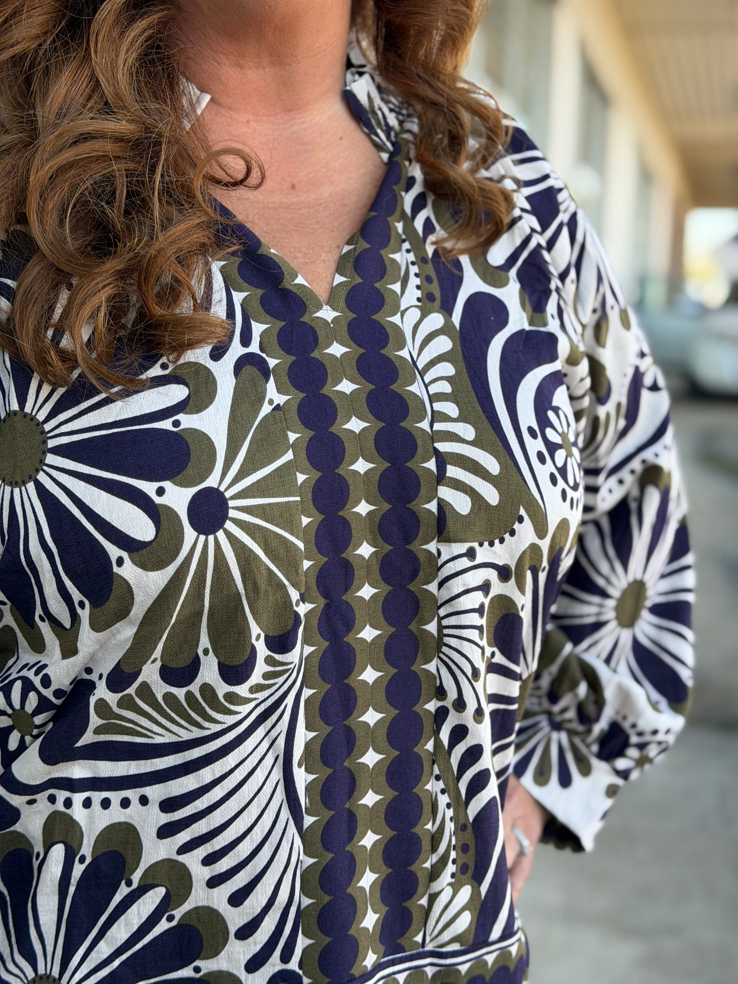 Olive Mixed Floral Print Top