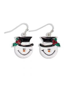 Silver Frosty Face W Crystals Earrings