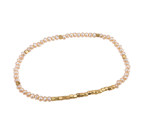 Half Glass Half Gold Metal Bead Bracelet